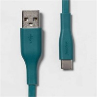 heyday 3' USB-C to USB-A Flat Cable - Bright Teal