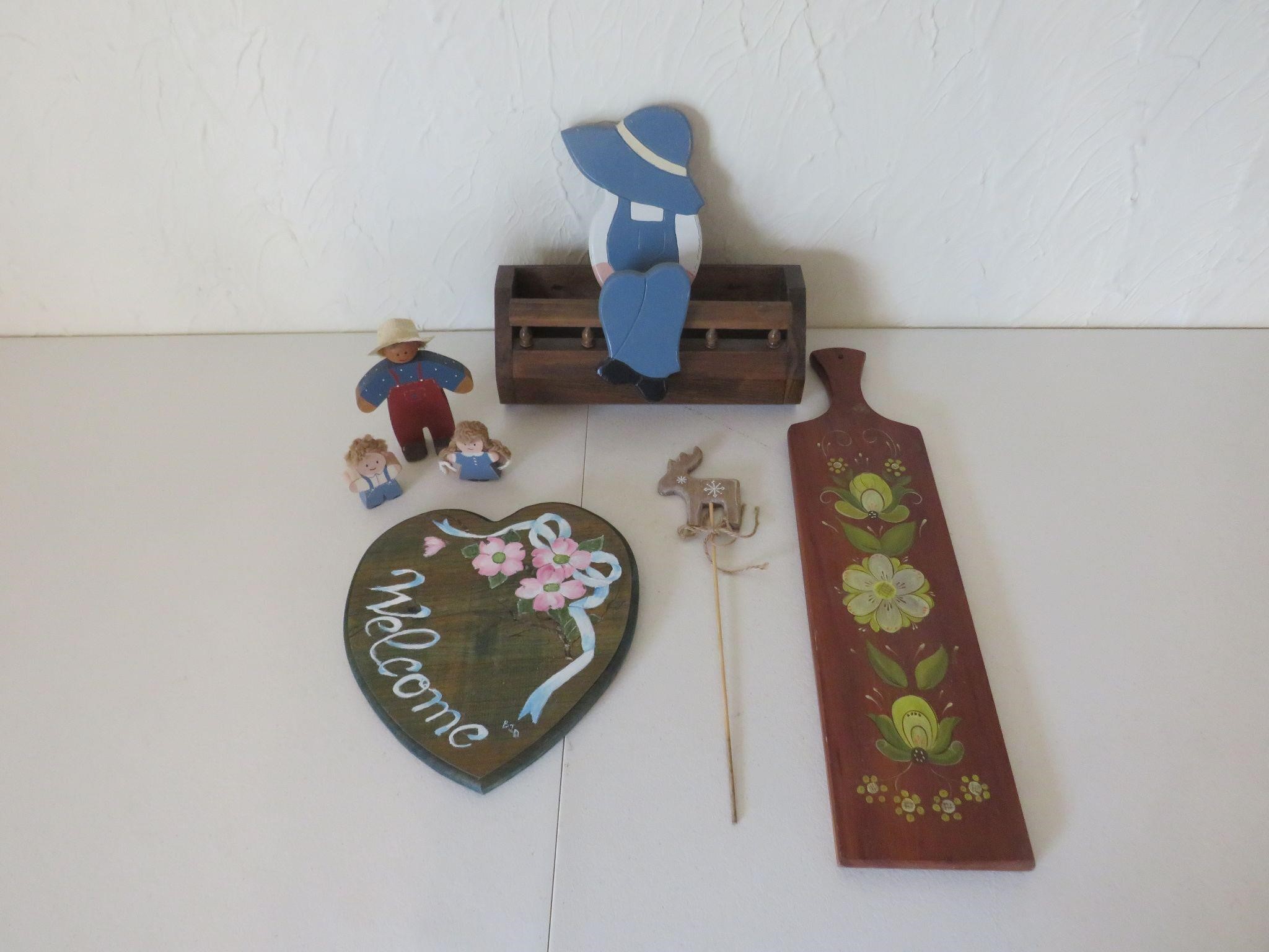 Wooden Plaques, SHelf & Figurines