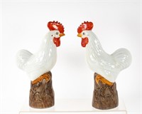Pr. of Chinese Porcelain Roosters