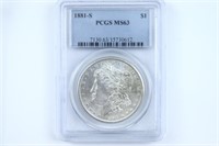 1881-S Morgan Silver Dollar PCGS MS63