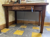 Oak Library Table w/tile top