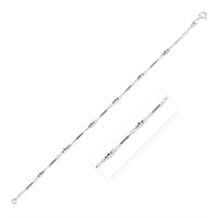 Sterling Silver Polished Bars & Beads Anklet