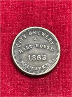 1863 civil War Beer Store coin token brewery V.