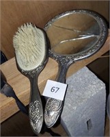 HEAVY VINTAGE MIRROR AND BRUSH