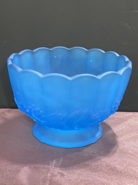 Satin blue fruit bowl