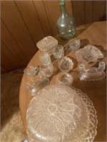 Plastic cake plate and glass serving ware