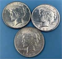 3 Peace dollars: 1923 X2, 1923 D       (33)