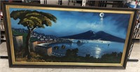 Italian oil painting of Gulf of Naples with city