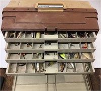 TAN BROWN TACKLE BOX WITH CONTENTS
