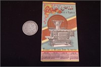 a 1889 Gold Coin Stoves & Ranges Trade Calendar Ad