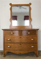 Antique Golden Oak Bow Front Dresser