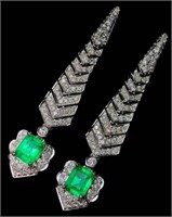 1.24ct Afghanistan Emerald Earrings 18K Gold
