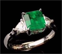 1.7ct Zambian Emerald Ring 18K Gold