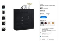 E2796  Hodedah 7 Drawer 1 Door Chest, Black