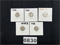 1930's Mercury Dimes