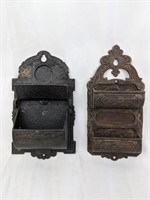 Pair if Antique Cast Iron Match Safes