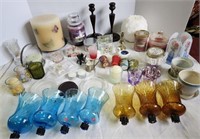 Candles, candle holders, glass sconces