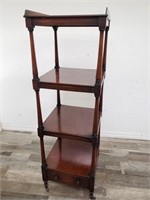 Antique mahogany 3-tiered shelf with drawer