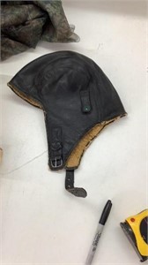 Leather hat, miscellaneous books