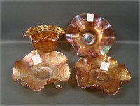 (4) Pc. Fenton Marigold Carnival Glass Lot.