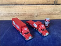 2 Coca Cola plastic trucks and trailer