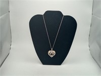 Sterling Garnet Mother Heart Pendant Necklace