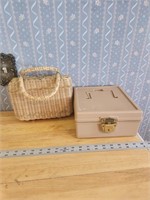 Vintage wicker purse & record box