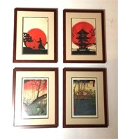 Two Pair Asian Scene Prints
