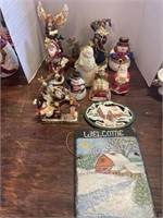 Christmas pottery decor, slate welcome sign