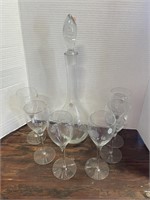 Vintage glass decanter set