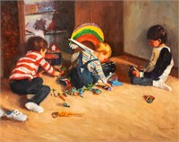 Children Playing, Painting by Susan Kuznitsky.