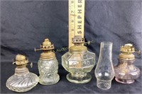 Mini Glass Oil Lamps featuring textured glass