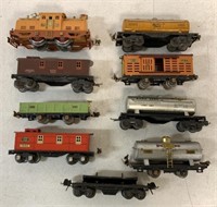 lot of 9 Tin Lionel Train Cars