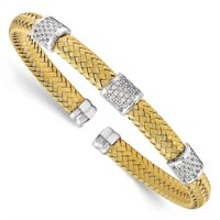 Sterling Silver Woven Flexible Cuff Bracelet