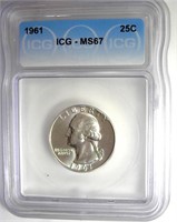1961 Quarter ICG MS67 LISTS $2800