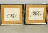 pair of framed LTD prints by David Lasenby