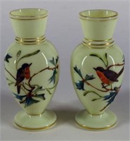 Pair Of Harrach Uranium Glass Vases