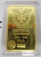 24KT Gold Plated Nazi Reichsbank Ingot Replica