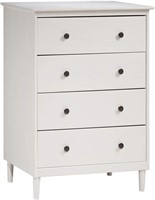 Walker Edison Tall Wood Dresser  4 Drawer  White