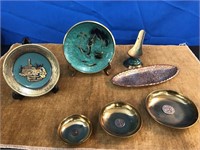 Vintage Israeli Brass Bowls w/ inlaid coins +++