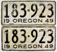 PAIR OF 1949 OREGON LICENSE PLATES