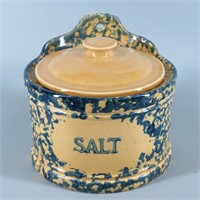 Pfaltzgraff Stoneware Spongeware Salt Box w/ Lid