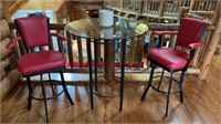 Glass Hightop Table W/ Pleather Chairs