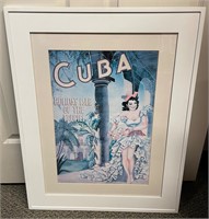Framed Vintage Cuba Print 28” x 23”