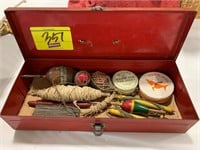 METAL FISHING TACKLE BOX W/ CONTENTS