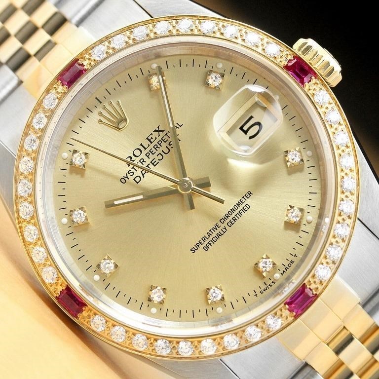 Rolex Datejust 18 Kt Diamond Ruby  Men Watch