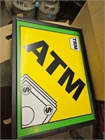 Atm sign NIB 2ft wide by 1.5ft tall 6in deep