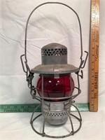 WT Co Railroad lantern red glass