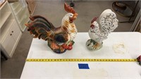 Ceramic rooster statues : 18.5”Wx18”H, 16”x9”W
