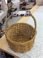 Basket with blue ceramic handle
